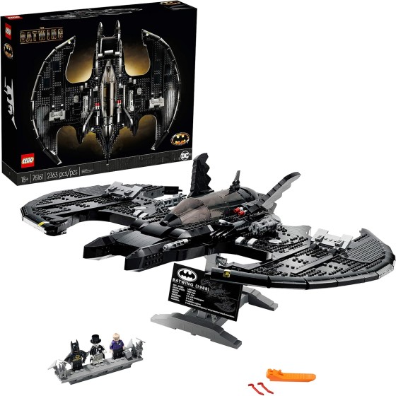 LEGO DC Batman 1989 Batwing Displayable Model with a Buildable Vehicle and Collectible Figures: Batman, The Joker – Mime Version and Lawrence The Boombox Goon, New 2021